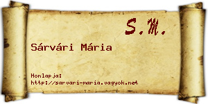 Sárvári Mária névjegykártya