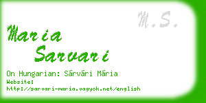 maria sarvari business card